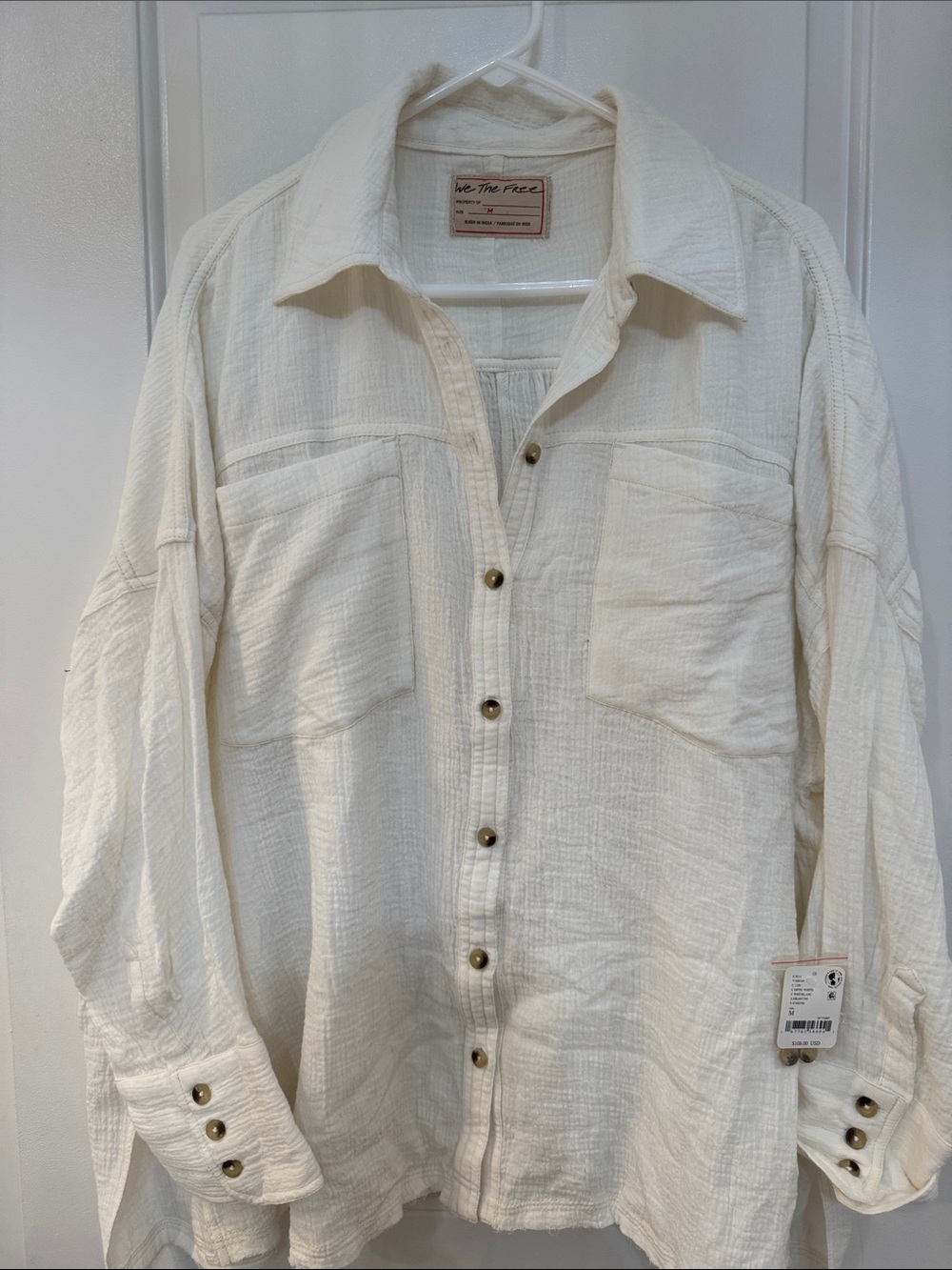 Free People We The Free Cardiff Top Optic White - Size Medium NWT